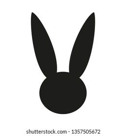 Black and white easter bunny head silhouette. Domestic farm animal. Spring themed vector illustration for stamp, label, certificate, brochure, gift card, poster, coupon or banner decoration