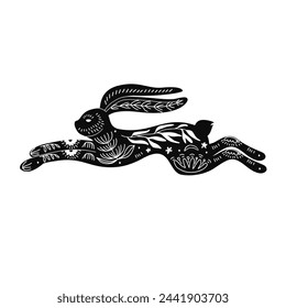 Schwarz-Weiß-Osterhase Linocut