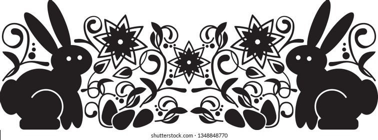 Black and white easter bunny silhouette