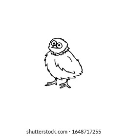Black and white easter doodle chicken. Hand-drawn linear illustration for the design of holidays, cards, logos, children's rooms.