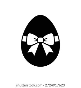 Ovo de Páscoa preto e branco com ilustração de vetor de arco para design de férias e decoração