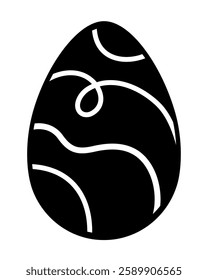Black and white Easter egg clipart. Easter egg doodle. Happy Easter clipart in cartoon flat style. Hand draw vector illustration