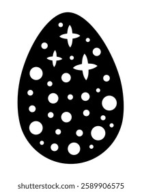 Black and white Easter egg clipart. Easter egg doodle. Happy Easter clipart in cartoon flat style. Hand draw vector illustration