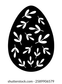 Black and white Easter egg clipart. Easter egg doodle. Happy Easter clipart in cartoon flat style. Hand draw vector illustration