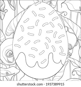 Black and White Easter Egg Coloring Pages. Coloring Book Page for Adults and Kids. Easter Patterns. Holiday vector illustration for gift card certificate banner sticker, badge sign, stamp, logo, icon
