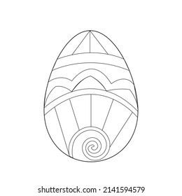 Black and White Easter Egg Coloring page coloring page for kids and adults . Easter Holiday vector Illustration. Eggs art designs.