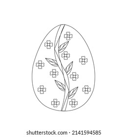 Black and White Easter Egg Coloring page coloring page for kids and adults . Easter Holiday vector Illustration. Eggs art designs.