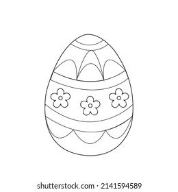 Black and White Easter Egg Coloring page coloring page for kids and adults . Easter Holiday vector Illustration. Eggs art designs.