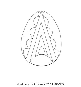 Black and White Easter Egg Coloring page coloring page for kids and adults . Easter Holiday vector Illustration. Eggs art designs.