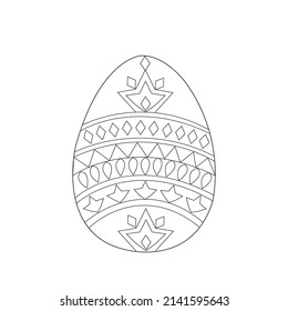 Black and White Easter Egg Coloring page coloring page for kids and adults . Easter Holiday vector Illustration. Eggs art designs.