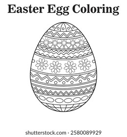 Black And White Easter Egg Coloring Page. 