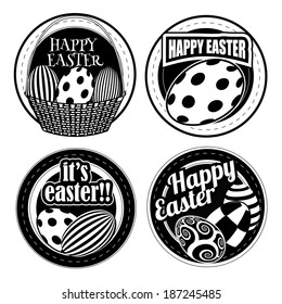 Black and white Easter egg icon collection EPS 10 vector, grouped for easy editing. No open shapes or paths.