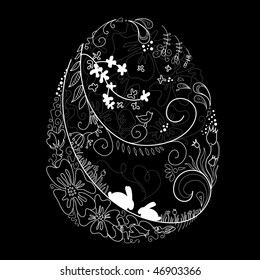 Black and White Easter egg illustration