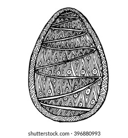 Black and white easter egg isolated zentangle pattern with a pattern of a plurality of interwoven tapes.