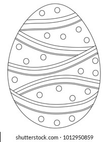 Black and white easter egg poster. Coloring book page for adults and kids. Holiday vector illustration for gift card certificate banner sticker, badge sign, stamp, logo, icon label.