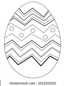 Black and white easter egg poster. Coloring book page for adults and kids. Holiday vector illustration for gift card certificate banner sticker, badge sign, stamp, logo, icon label.