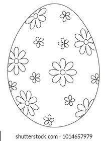 Black and white easter egg poster. Coloring book page for adults and kids. Holiday vector illustration for gift card certificate banner sticker, badge sign, stamp, logo, icon label.