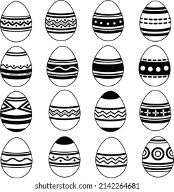 Huevos negros y blancos de Pascua con diferente textura, huevos felices de Pascua.