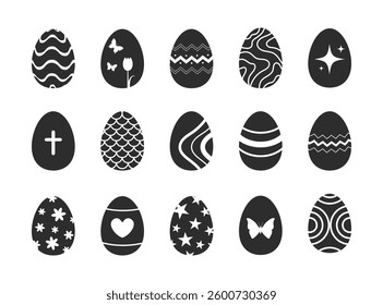 Black and white easter eggs icon set. Vector easter design elements.