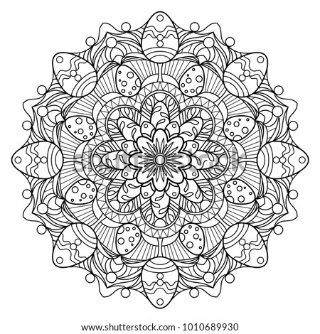 Download Black White Easter Mandala Made Lines Stock Vector ...