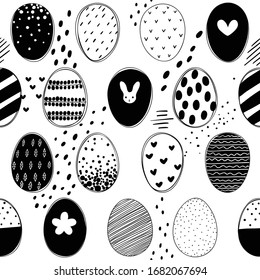 Black and white Easter seamless pattern