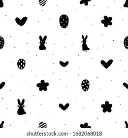 Black and white Easter seamless pattern