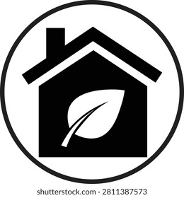 Black and white eco house icon