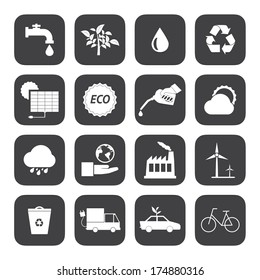 Black and White Eco icons set 2