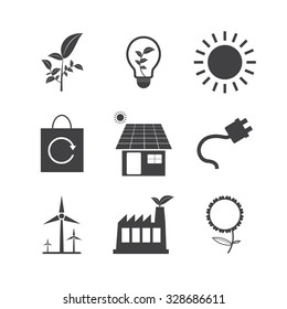 Black and White Eco icons set