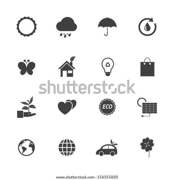 Black and White Eco icons\
set