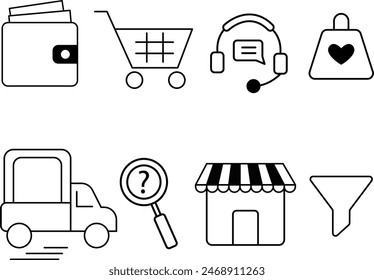 Schwarz-Weiß-E-Commerce-Symbol