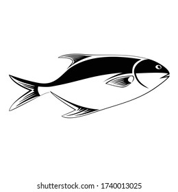 black white editable fish vector
