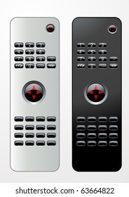 Black and white editable vector remote controls