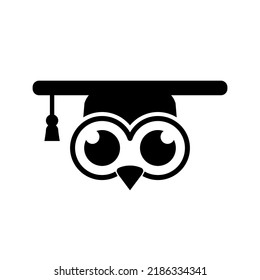 black and white educational owl icon on isolated background