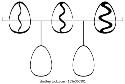 black and white eggs connected with lines