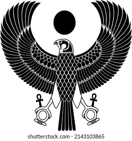 Black White Egyptian God Falcon Stock Vector (Royalty Free) 2143103865 ...