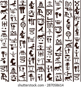 Black And White Egyptian Hieroglyphics Background 