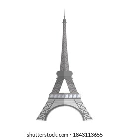 Black and white Eiffel Tower icon. Eiffel Tower logo in flat style. Isolated, vector.