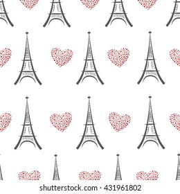 Black White Eiffel Tower Seamless Pattern Stock Vector (Royalty Free ...