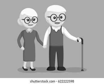 black and white eldery couple holding hands black and white style