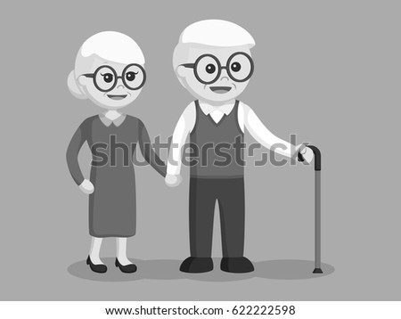black and white eldery couple holding hands black and white style