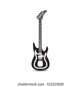 Black and white electric Guitar. Vector illustration of guitar isolated on white background.