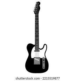 Black and white electric guitar,6 string,on white black ground