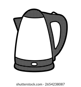 vetor de chaleira elétrica preto e branco