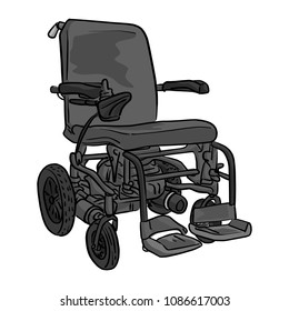 black and white electric wheelchair vector illustration sketch doodle hand drawn with black lines isolated on white background