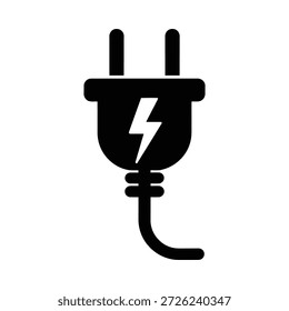 Schwarz-weißer Stecker mit Blitzsymbol