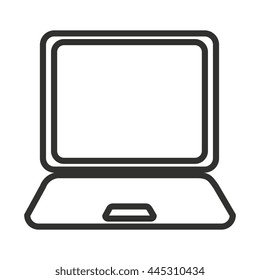 black and white electronic laptop with white screen over isolated background, technology concept, vector illustration