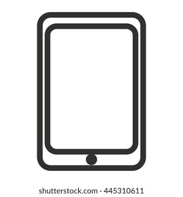 black and white electronic smartphone with white screen over isolated background, technology concept, vector illustration 
