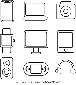 Black and white electronic things icon