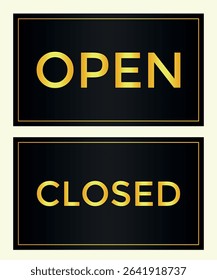 Black and white elegant blank card with open and closed text. Оpen and closed text for the store